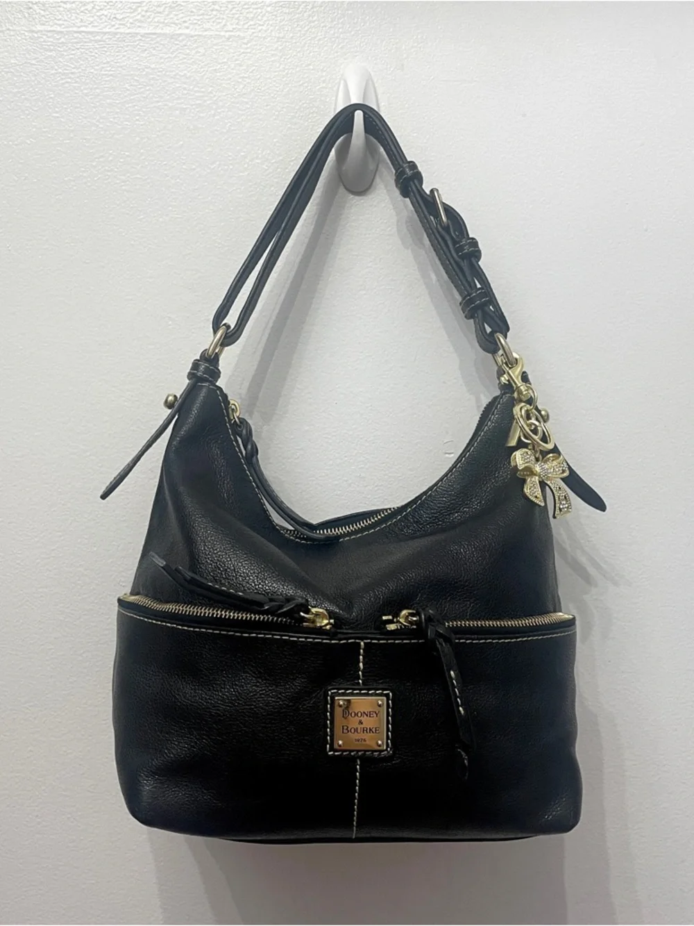 Y2K Dooney & Bourke Black Leather Hobo with